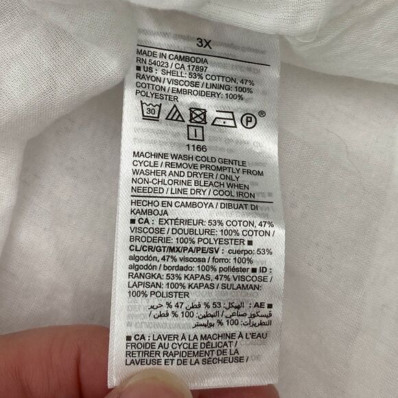 Old Navy Top Womens 3X White Tunic Eyelets Adjustable Strap Pockets Cottagecore - Picture 7 of 10